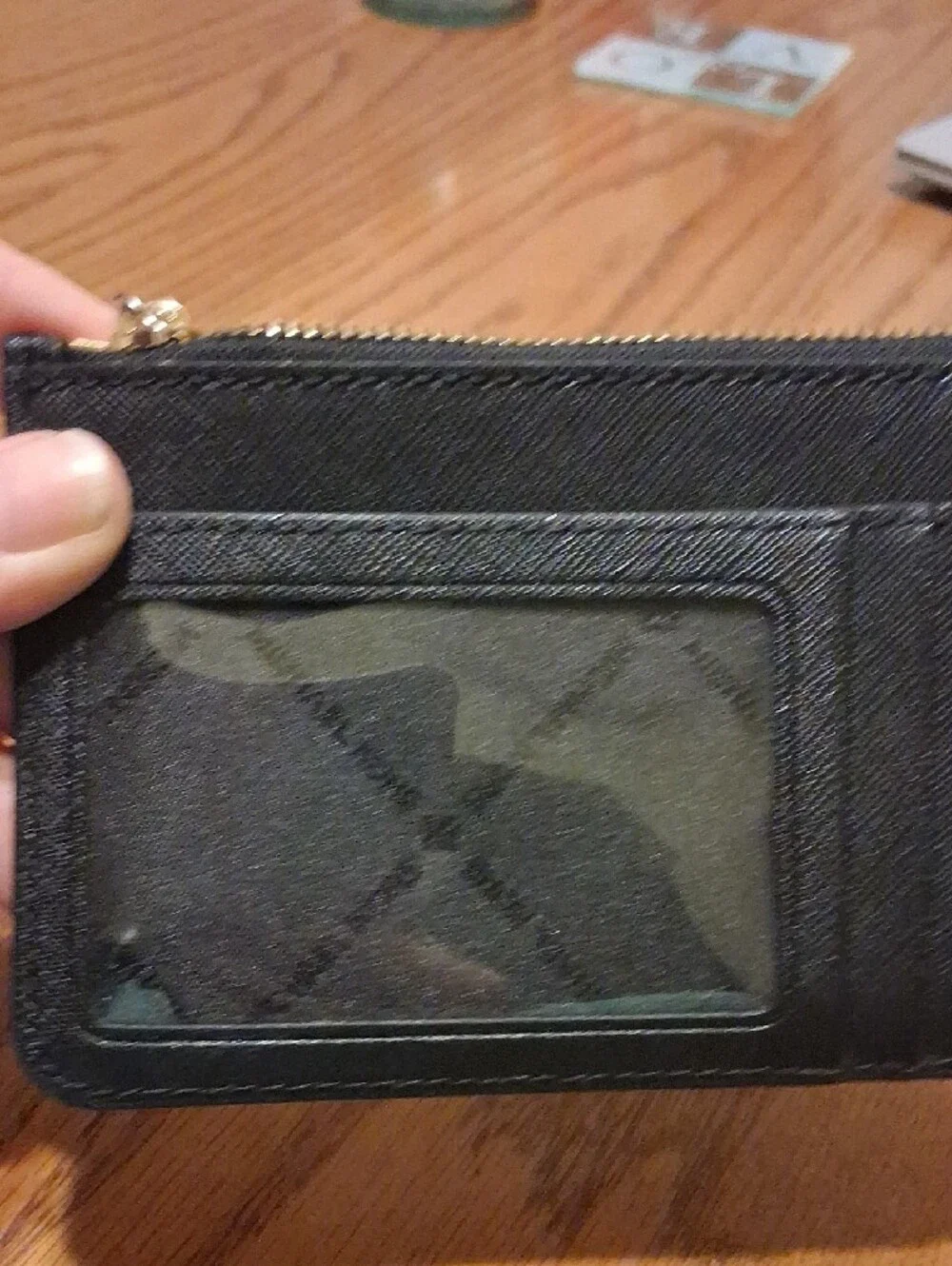 Michael Kors Black Leather Zip Card Pouch with Keyring